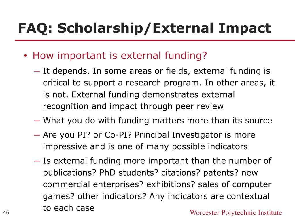 faq scholarship external impact