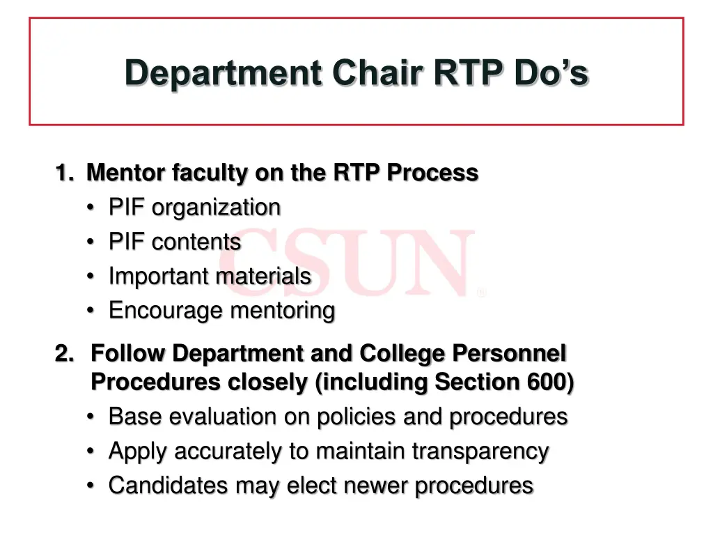 department chair rtp do s
