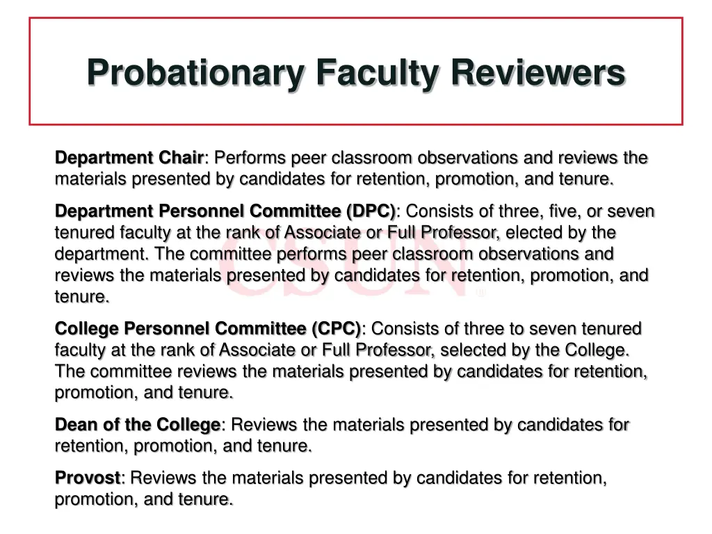 probationary faculty reviewers