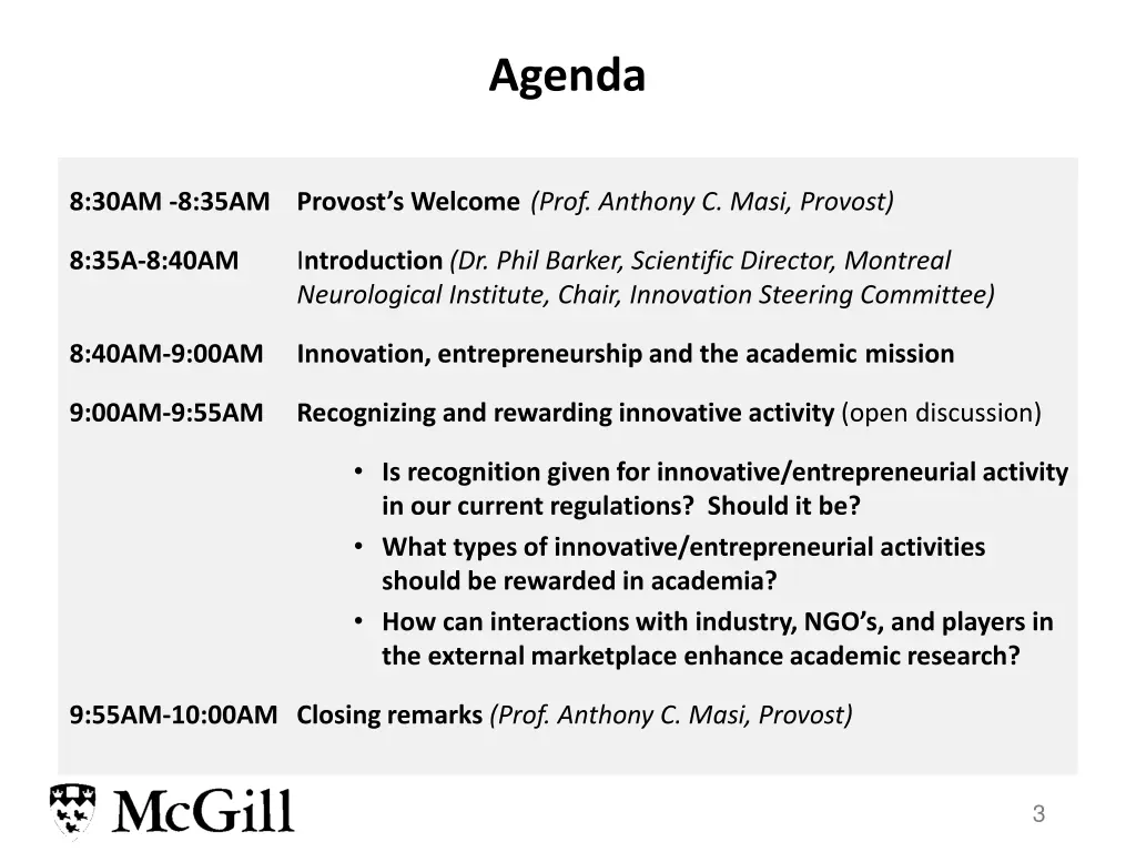 agenda