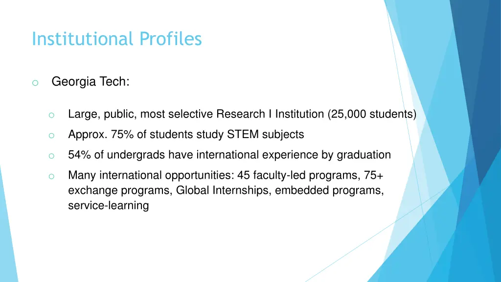institutional profiles