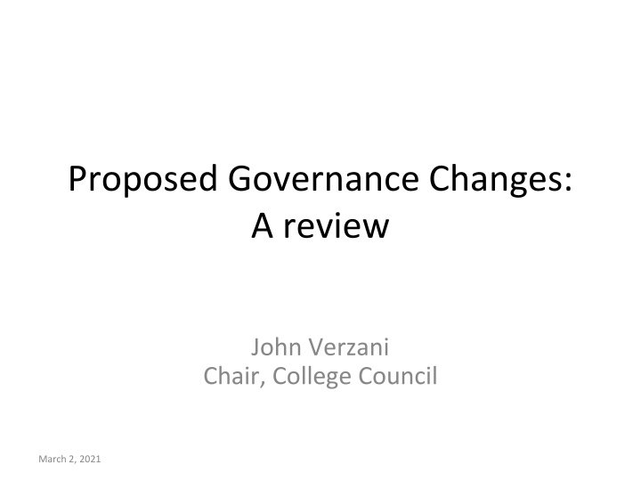 proposed governance changes a review