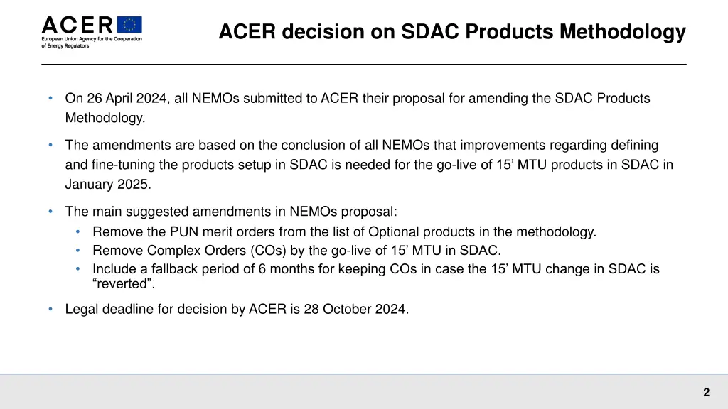 acer decision on sdac products methodology 1