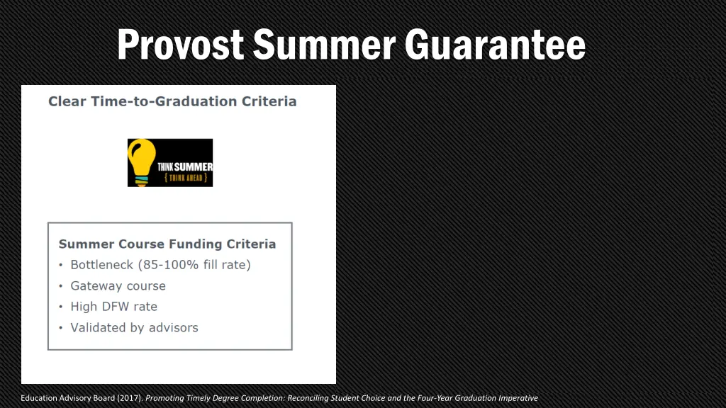 provost summer guarantee 1
