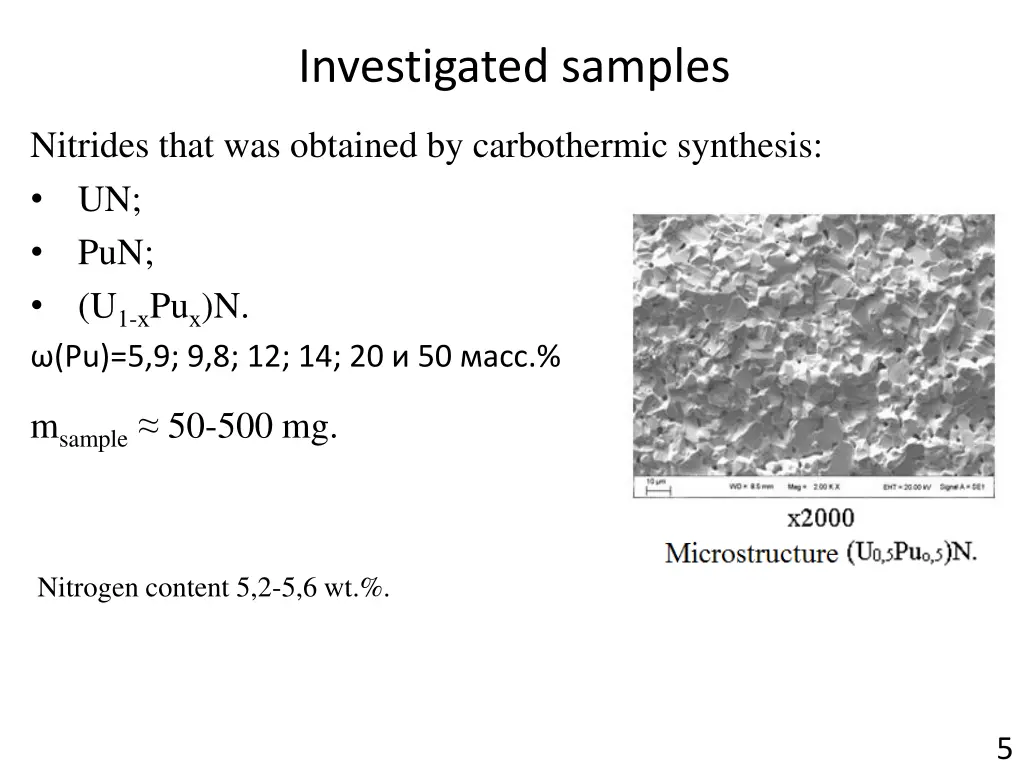 investigated samples