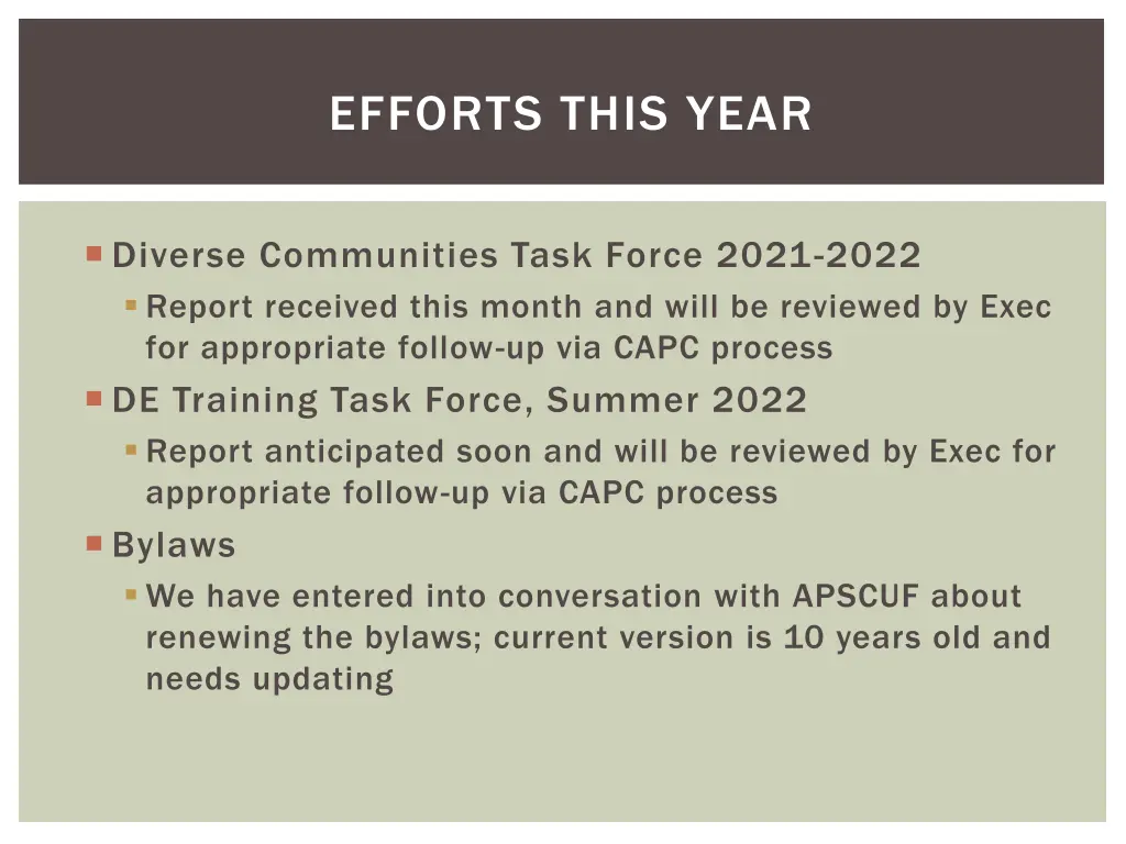 efforts this year 2