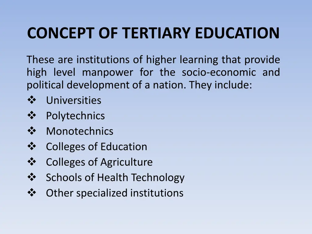 concept of tertiary education