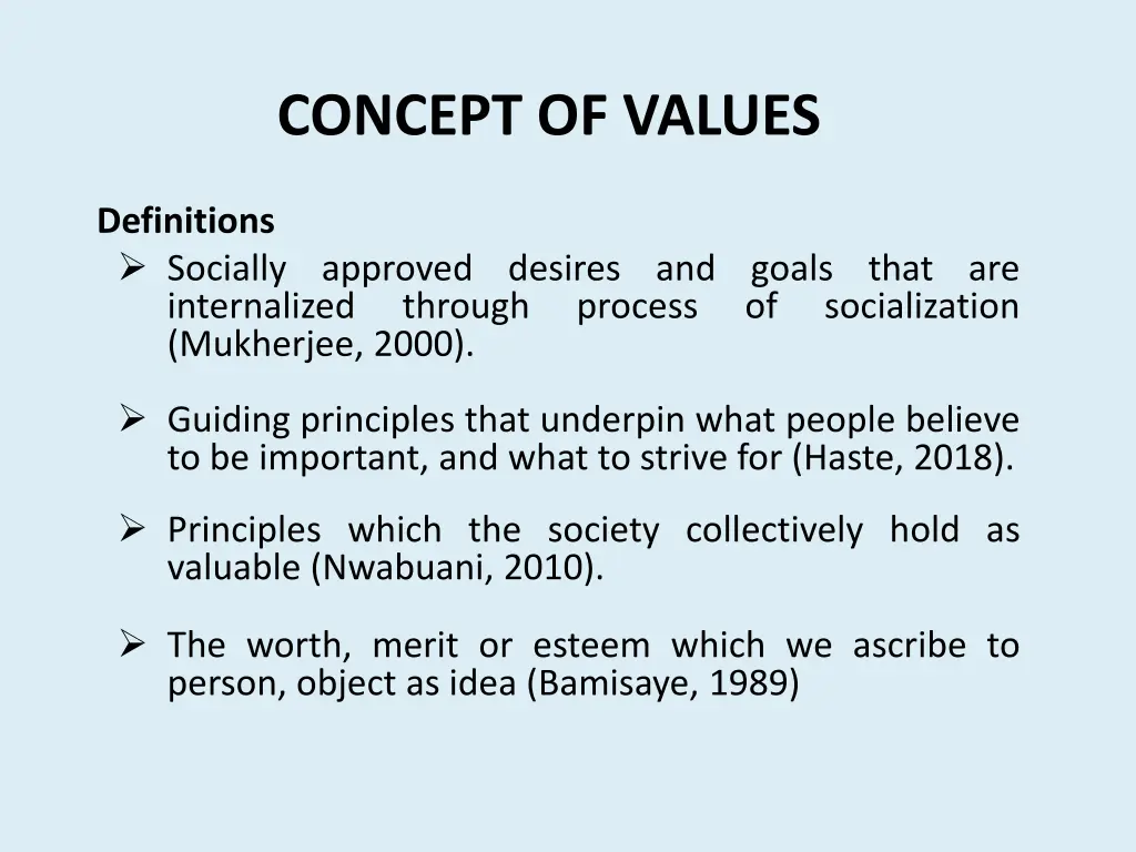 concept of values