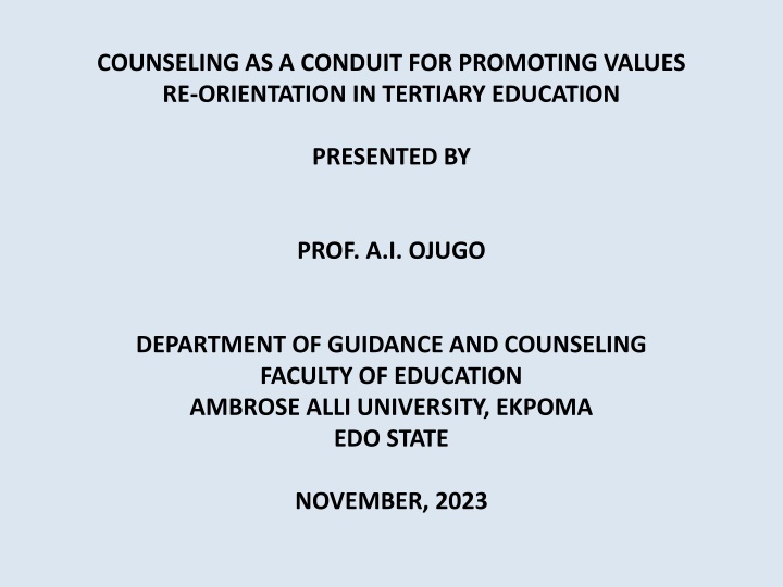 counseling as a conduit for promoting values
