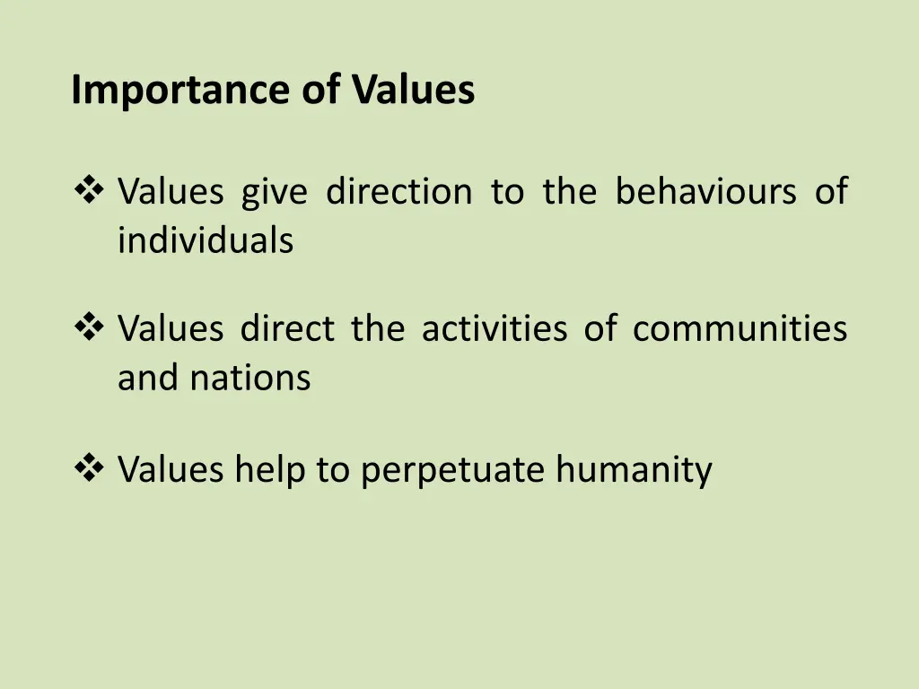 importance of values