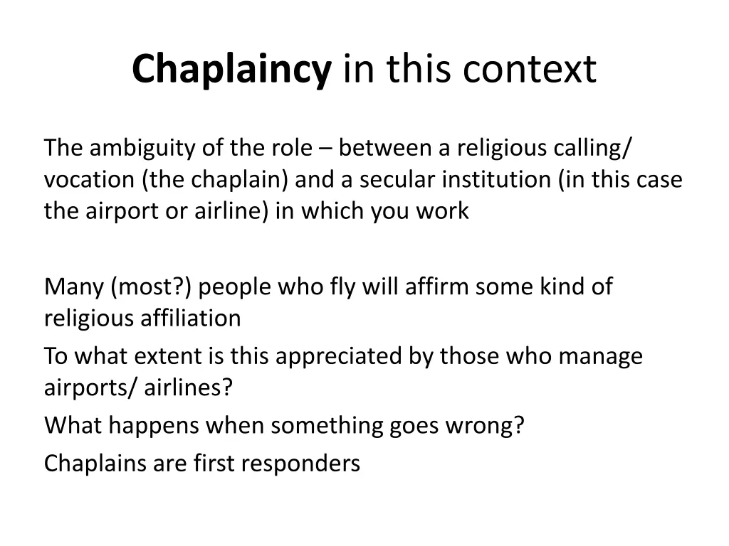 chaplaincy in this context