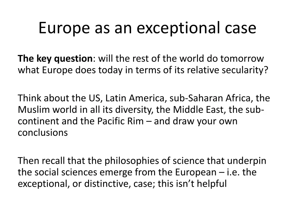 europe as an exceptional case