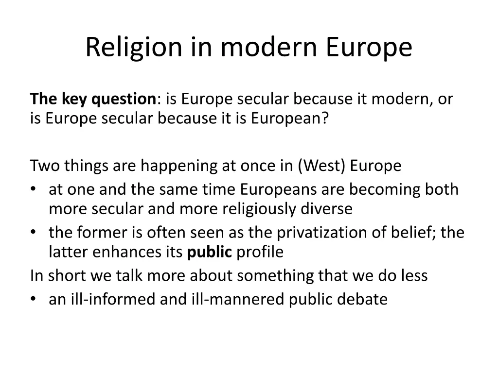 religion in modern europe