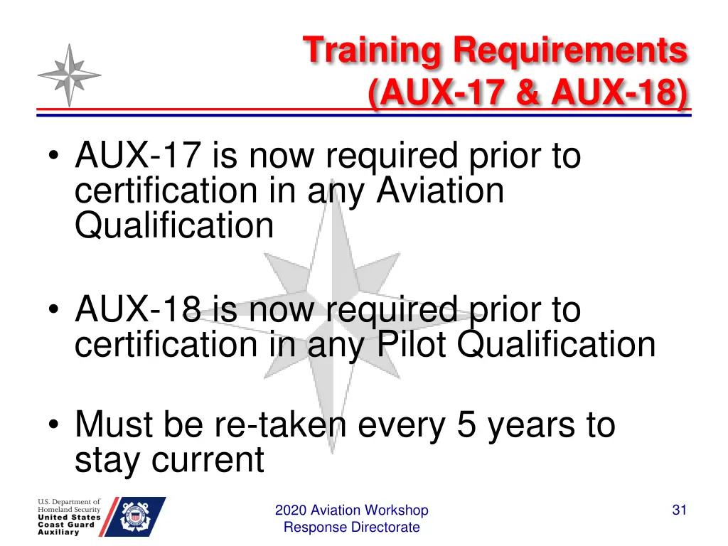 training requirements aux 17 aux 18