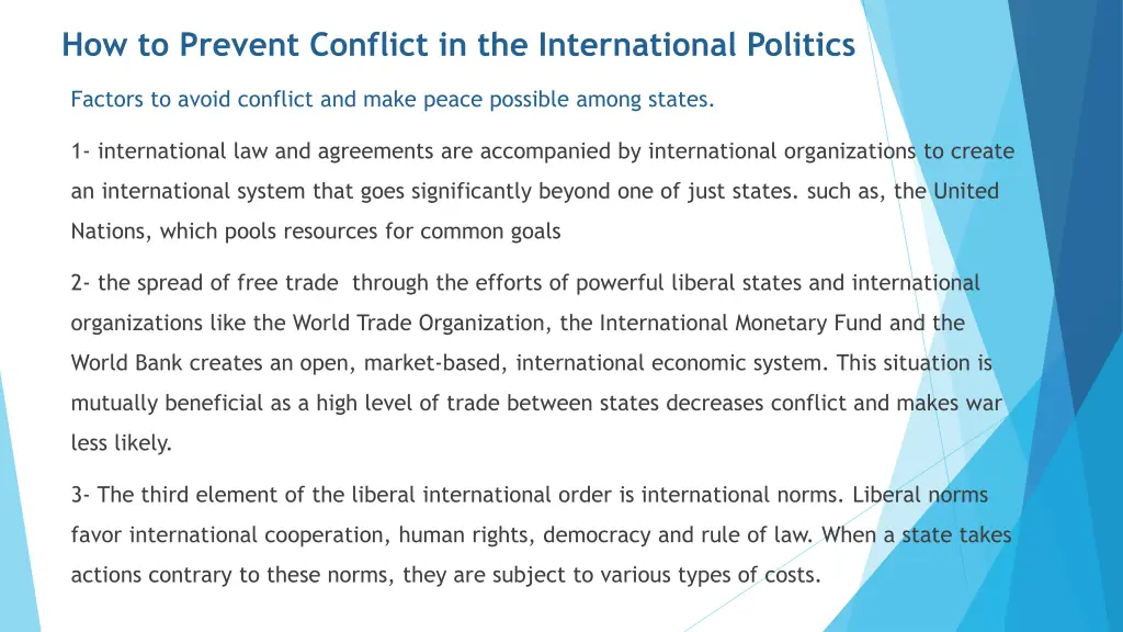 how to prevent conflict in the international