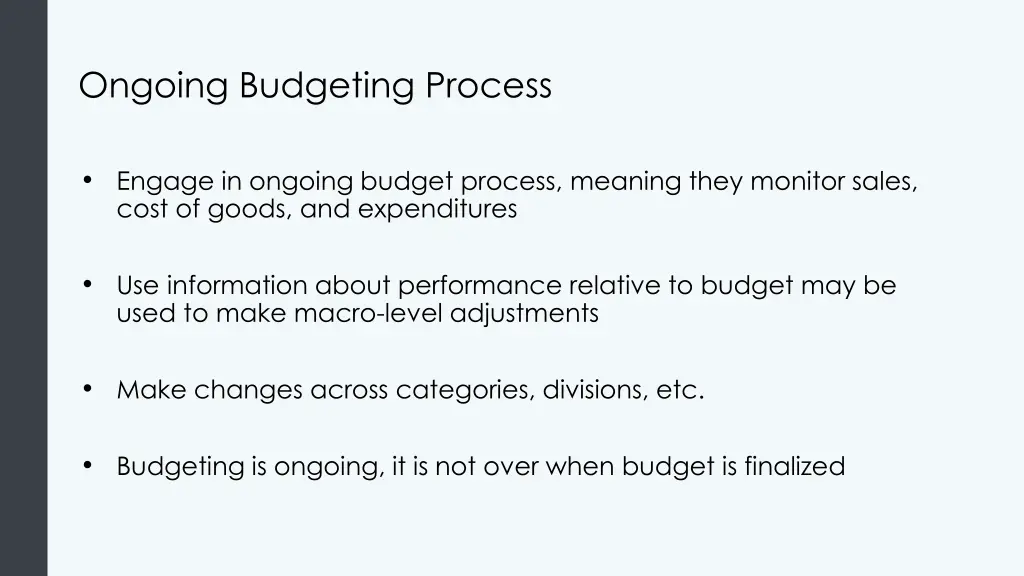 ongoing budgeting process
