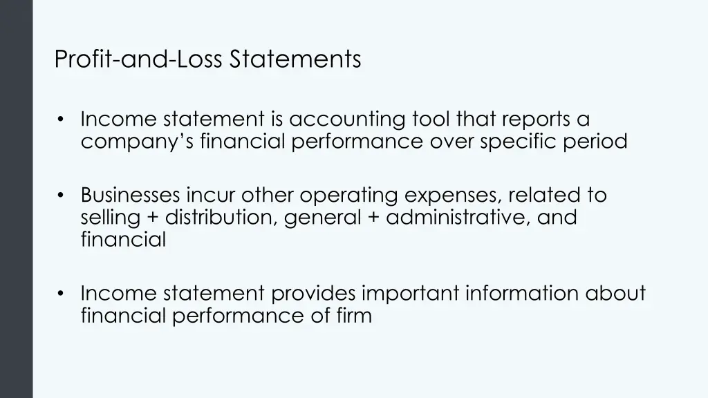 profit and loss statements