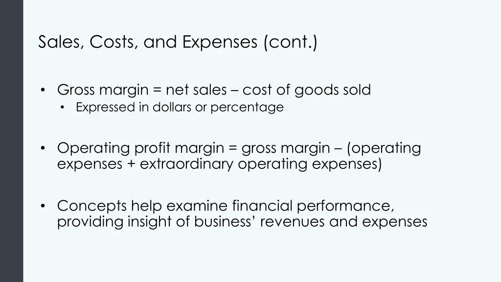 sales costs and expenses cont