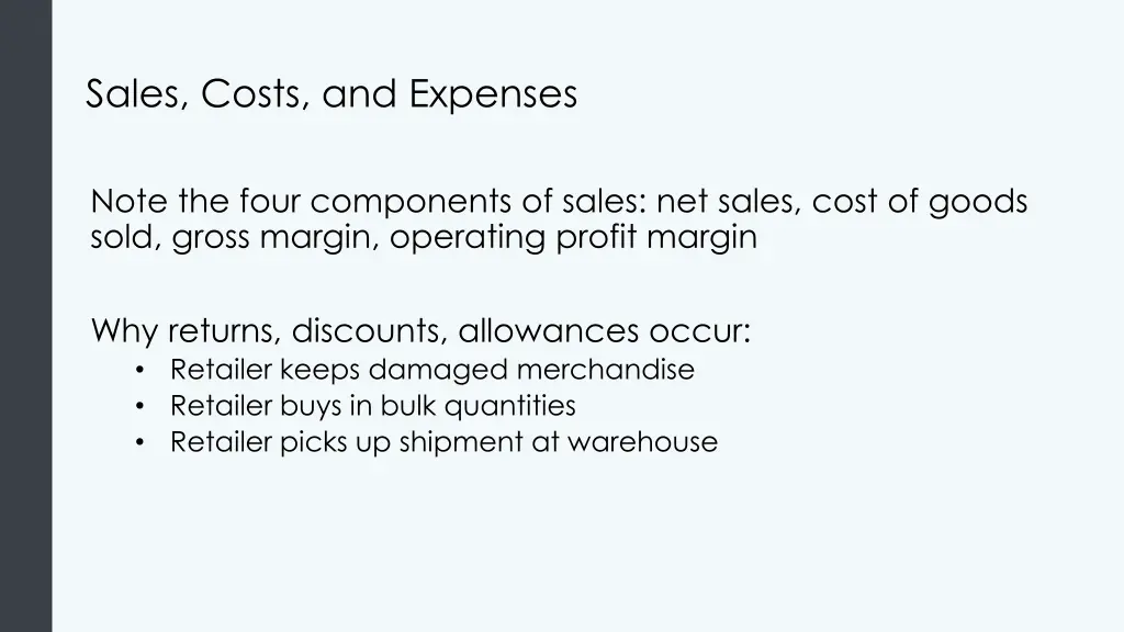 sales costs and expenses