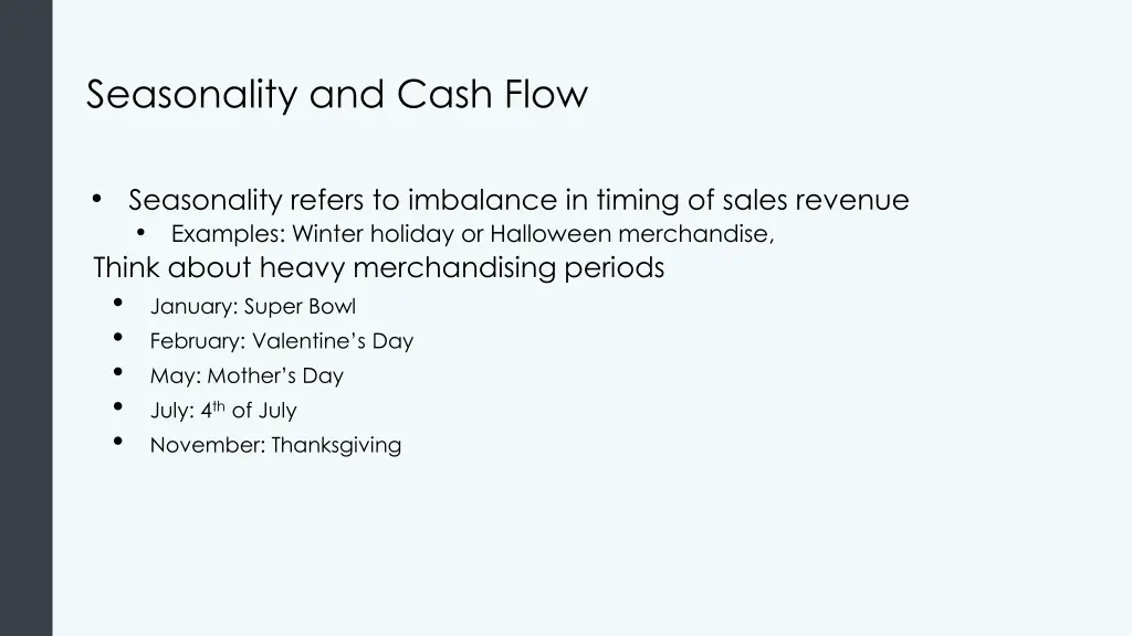 seasonality and cash flow
