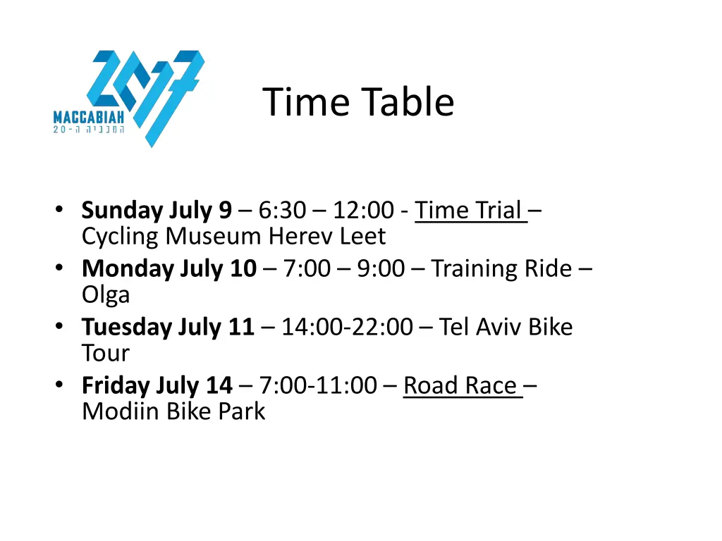 time table