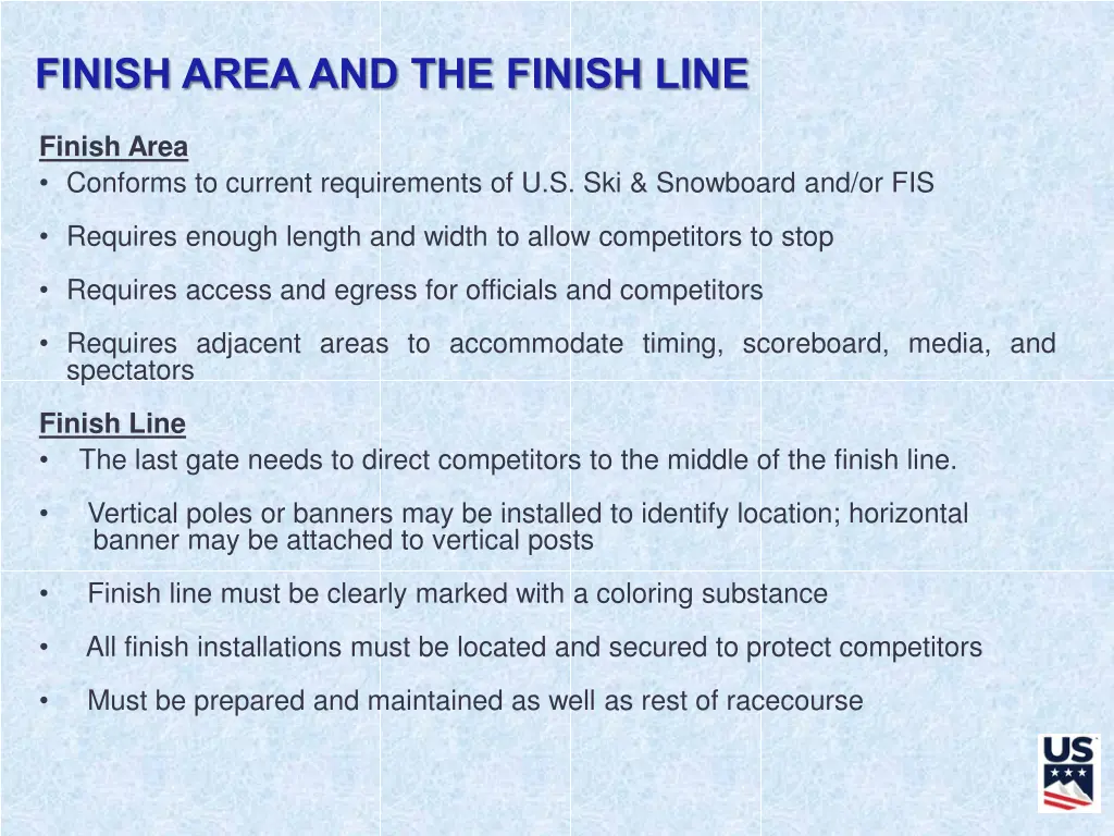 finish area and the finish line