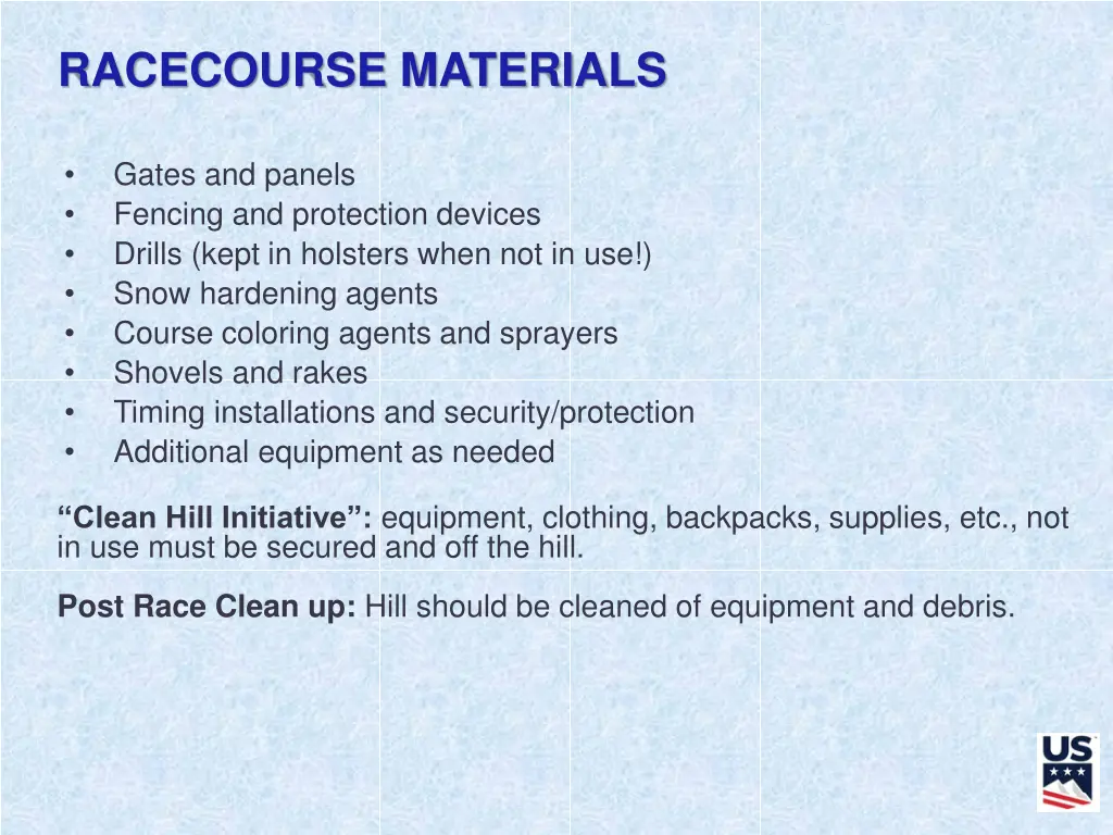 racecourse materials