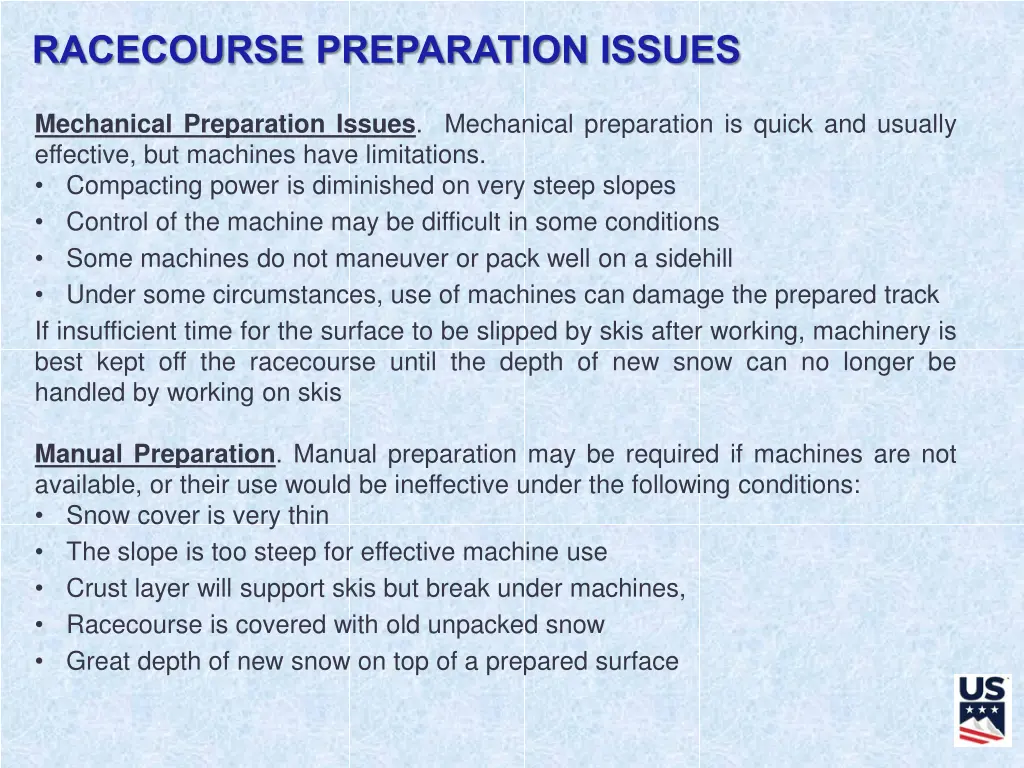 racecourse preparation issues