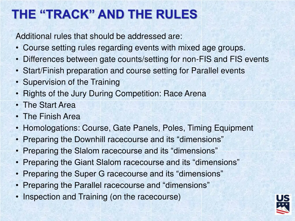 the track and the rules