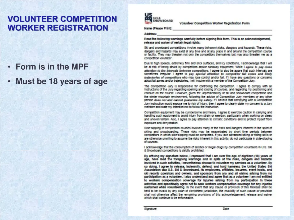 volunteer competition worker registration