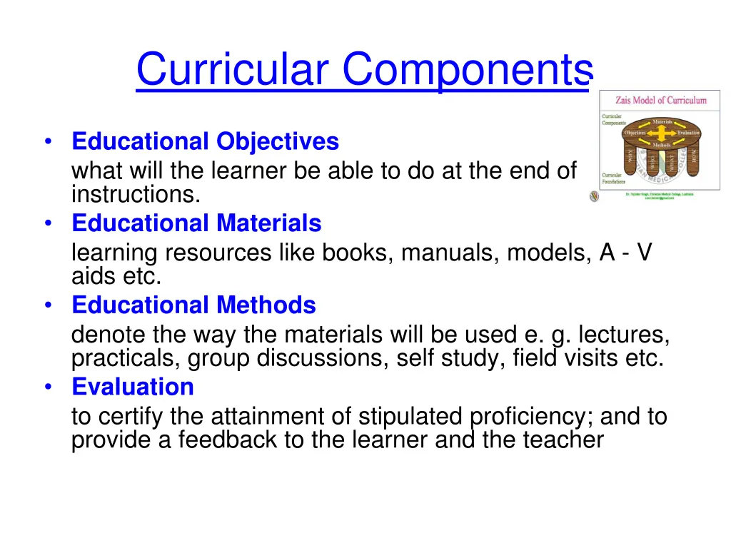 curricular components