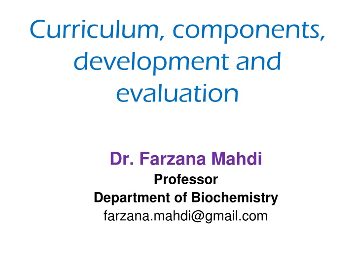 curriculum components development and evaluation