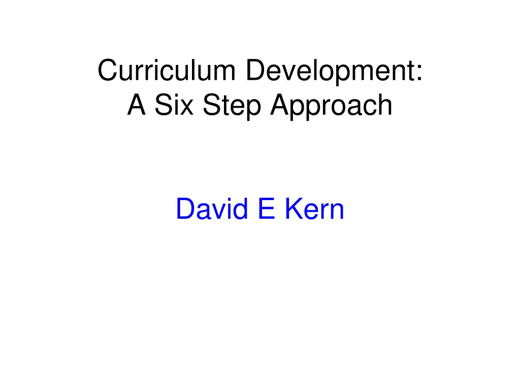curriculum development a six step approach