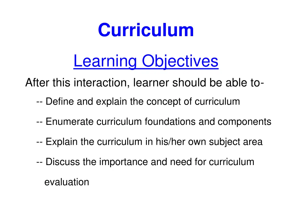 curriculum