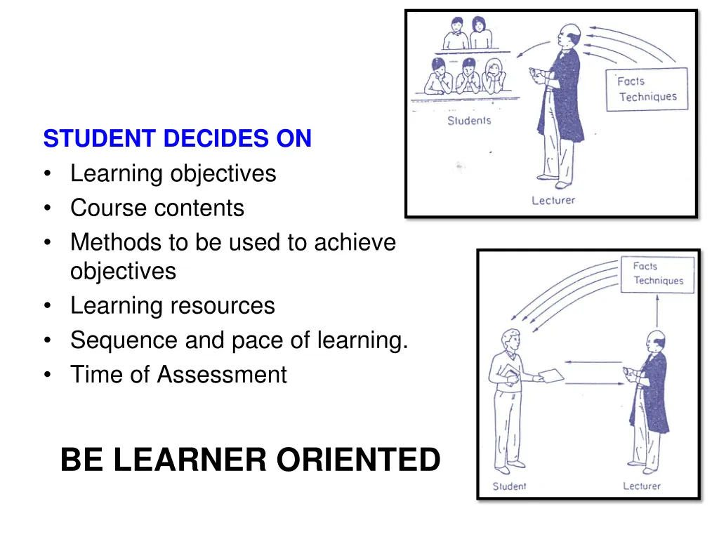 student decides on learning objectives course