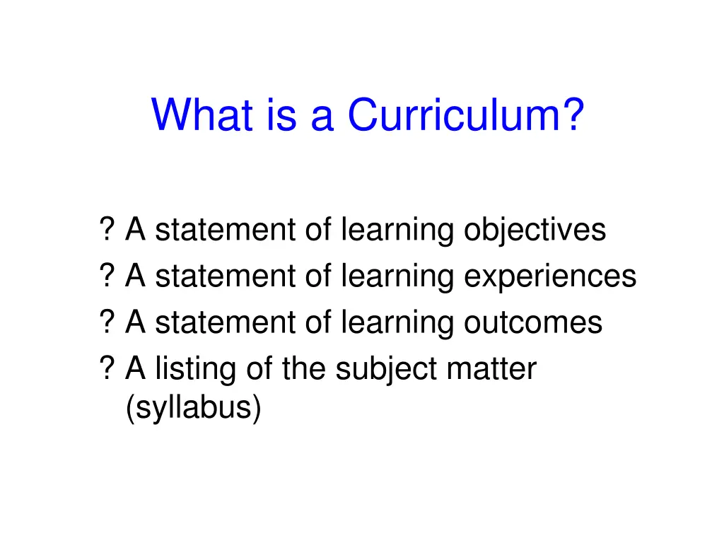 what is a curriculum