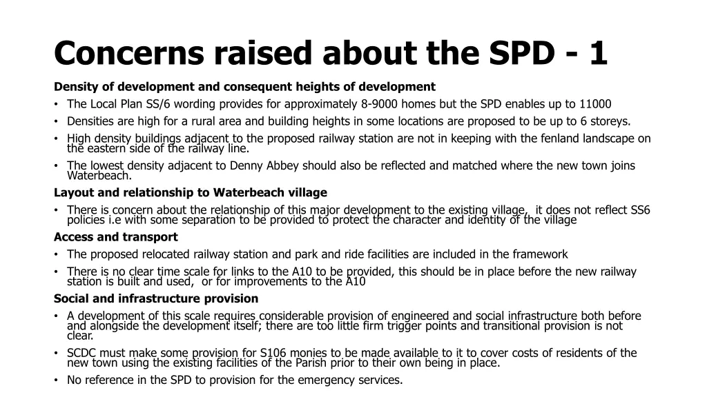 concerns raised about the spd 1