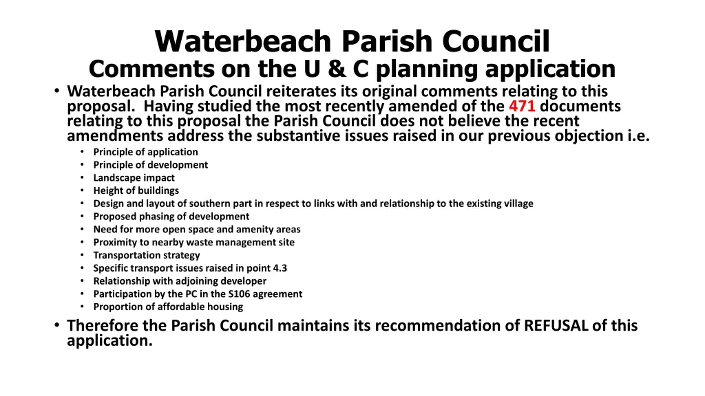 waterbeach parish council comments