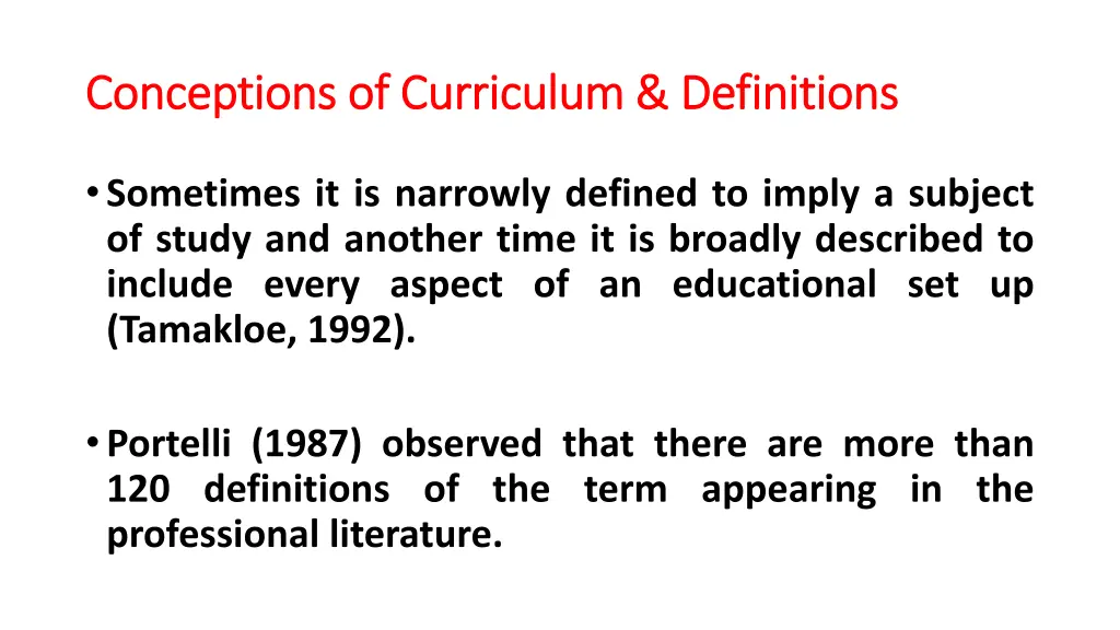 conceptions of curriculum definitions conceptions