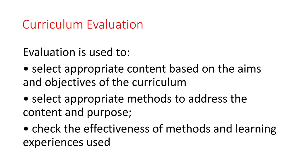 curriculum evaluation