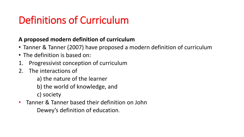 definitions of curriculum definitions