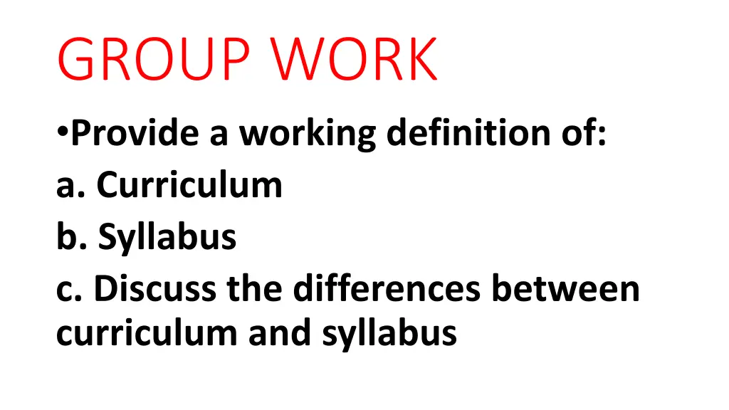 group work provide a working definition