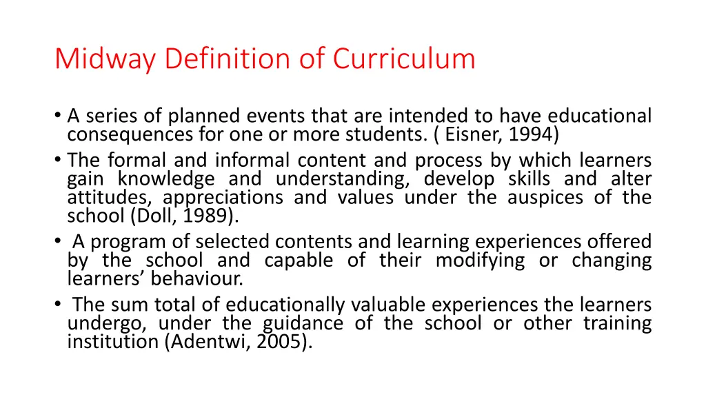 midway definition of curriculum 1