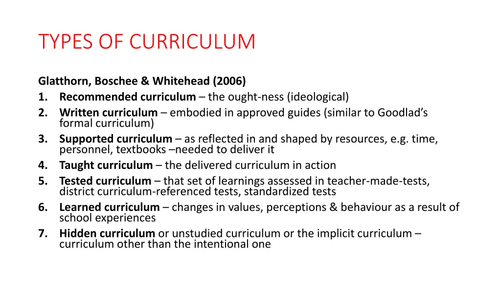 types of curriculum 1