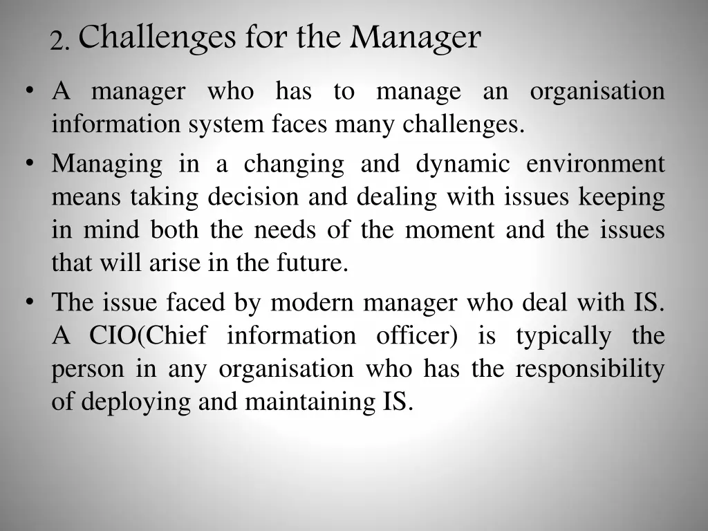 2 challenges for the manager a manager