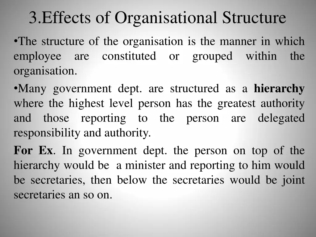 3 effects of organisational structure