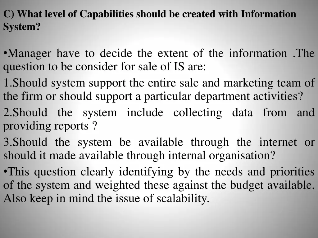 c what level of capabilities should be created