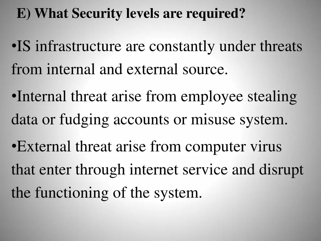 e what security levels are required