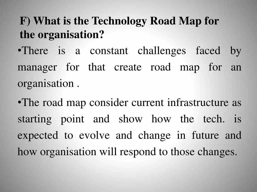 f what is the technology road