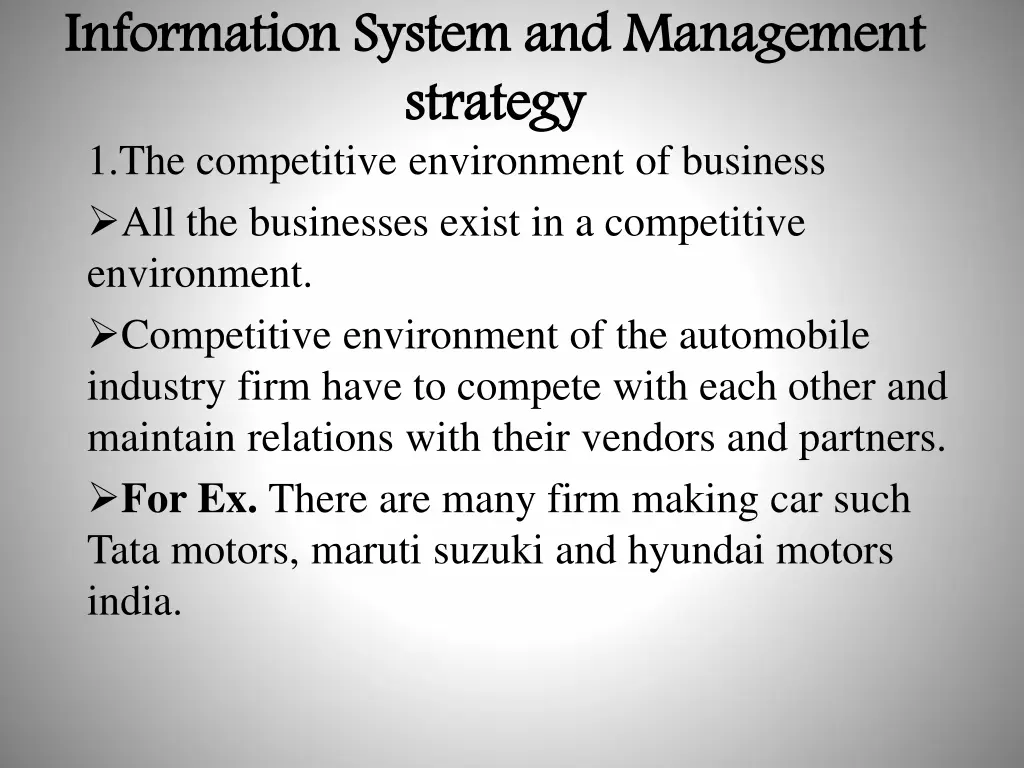 information system and management strategy